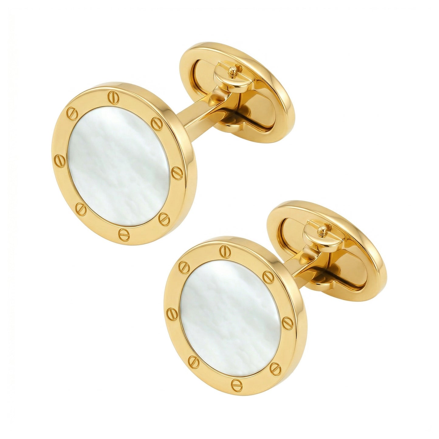 Rivet Etch Gemstone 18 Karat Gold Cufflinks
