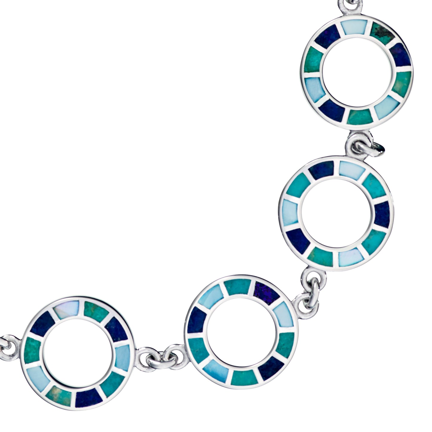 Dash All Around Circle Gemstone Sterling Chain Bracelet