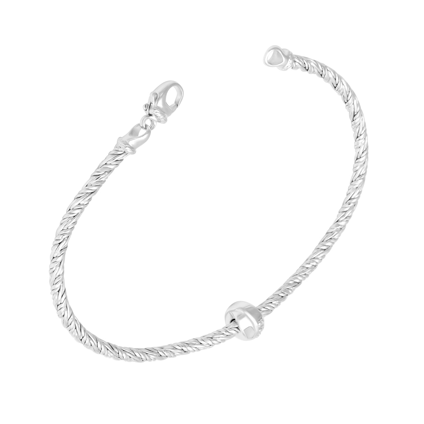 Mariselle Sterling Silver with Diamonds Crossover Bracelet