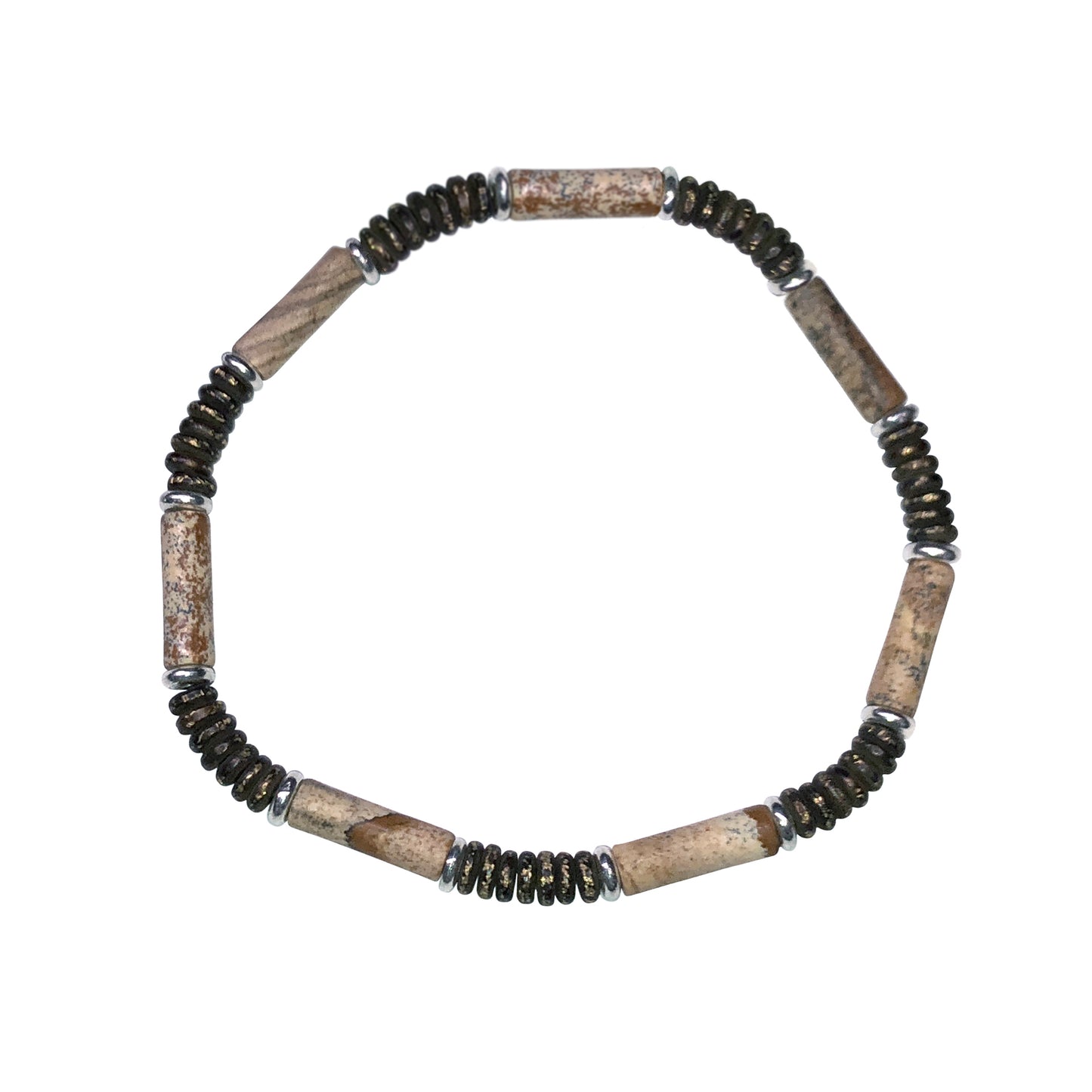 Gemstone Cylinder Sterling Flex Bracelet