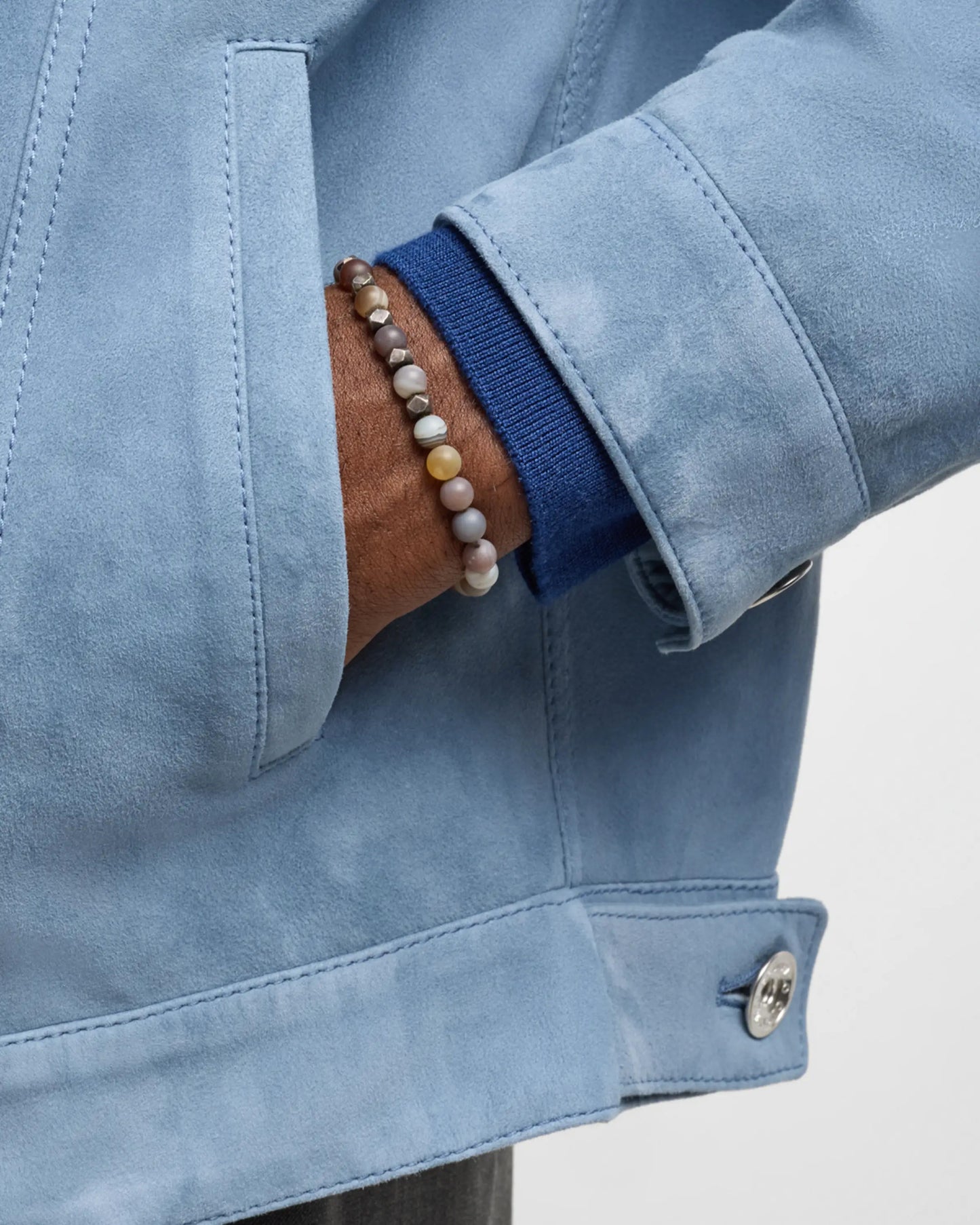 Agate & Burnished Silver  Flex Bracelet