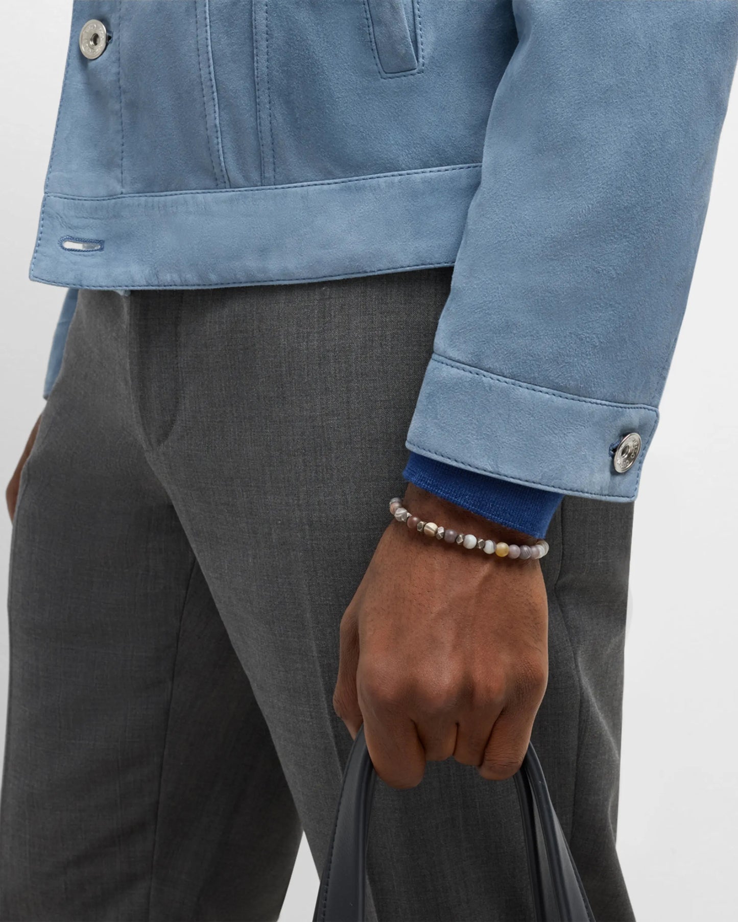 Agate & Burnished Silver  Flex Bracelet