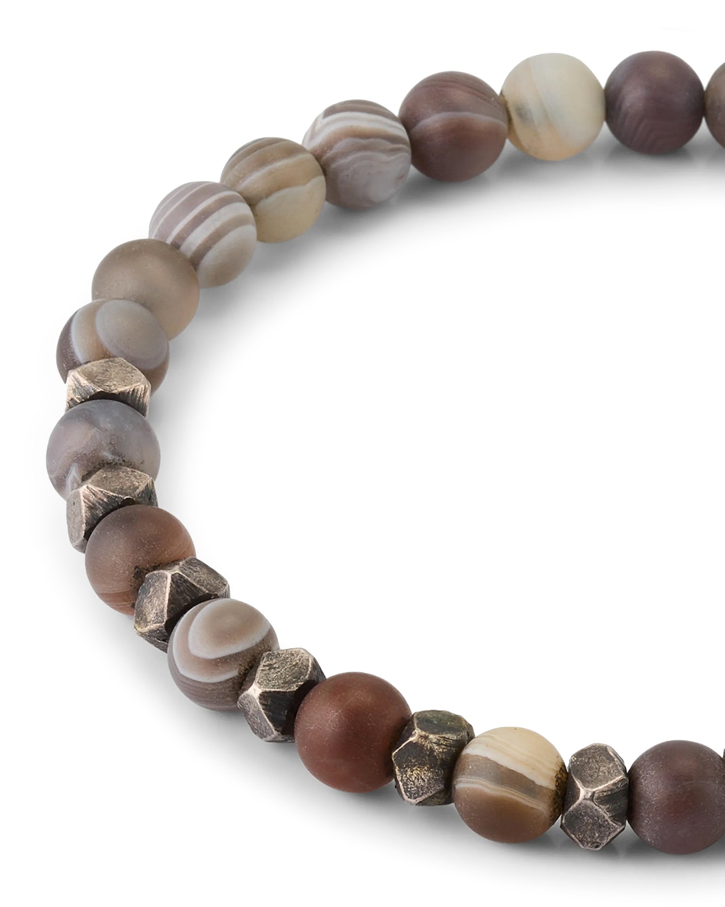 Agate & Burnished Silver  Flex Bracelet