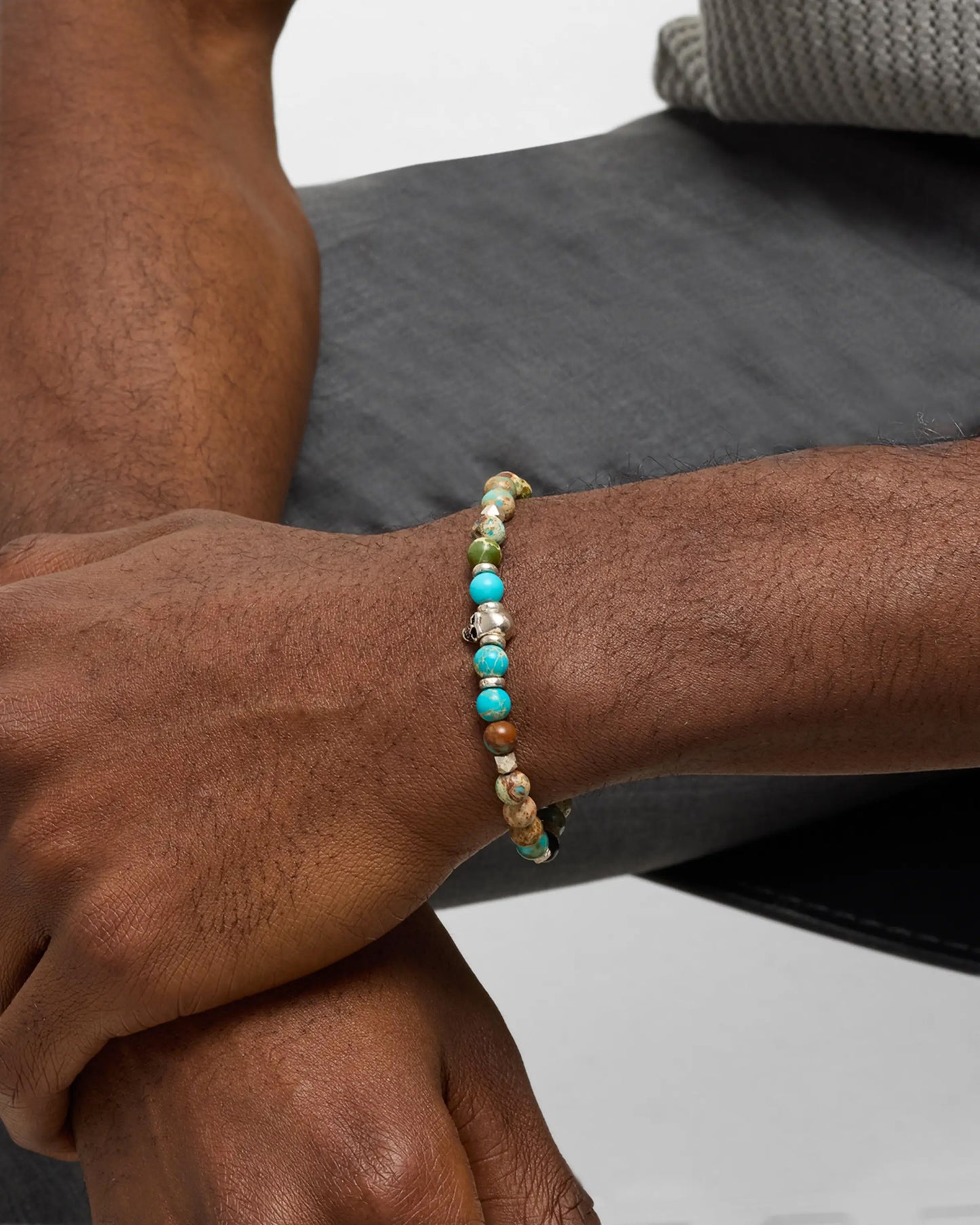 Skull Chrysocolla & Agate Stretch Bracelet