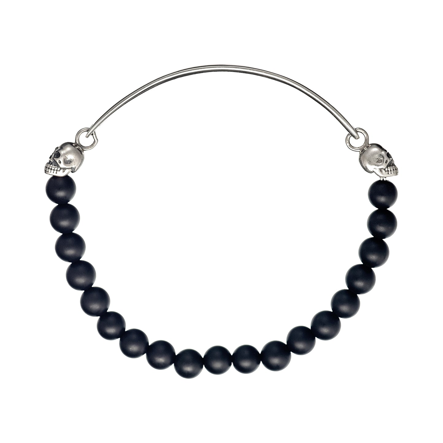 Black Onyx & Sterling Skull Flex Bracelet