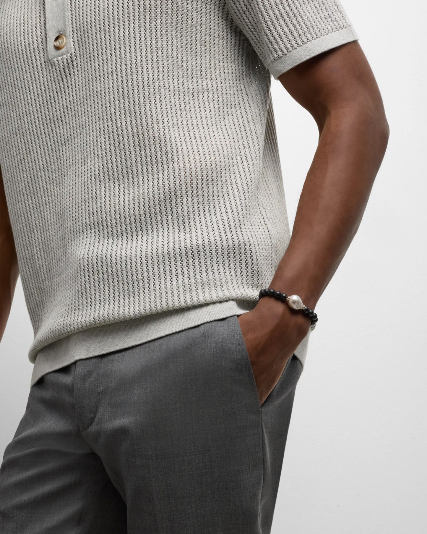 Onyx & Pearl Flex Bracelet