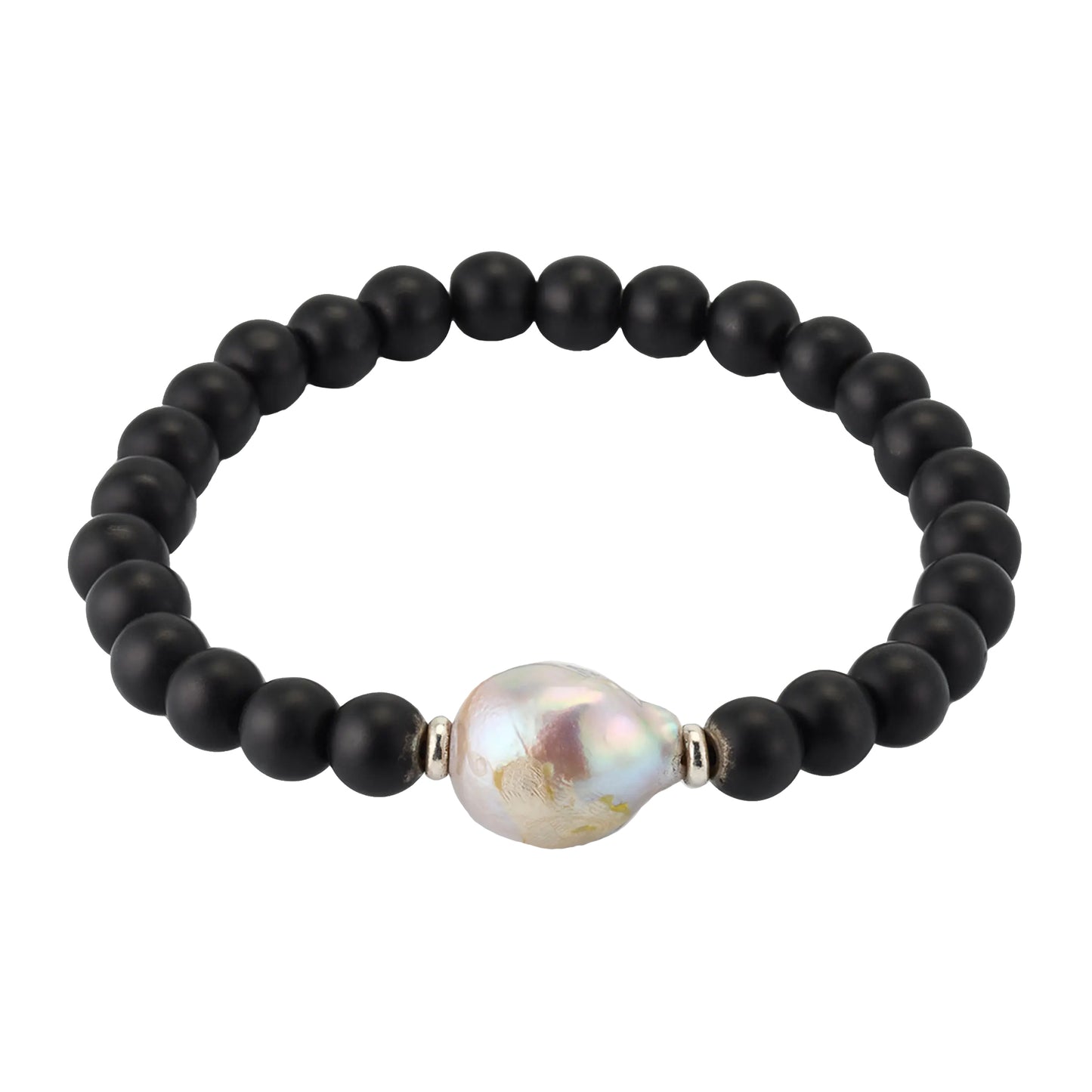 Onyx & Pearl Flex Bracelet