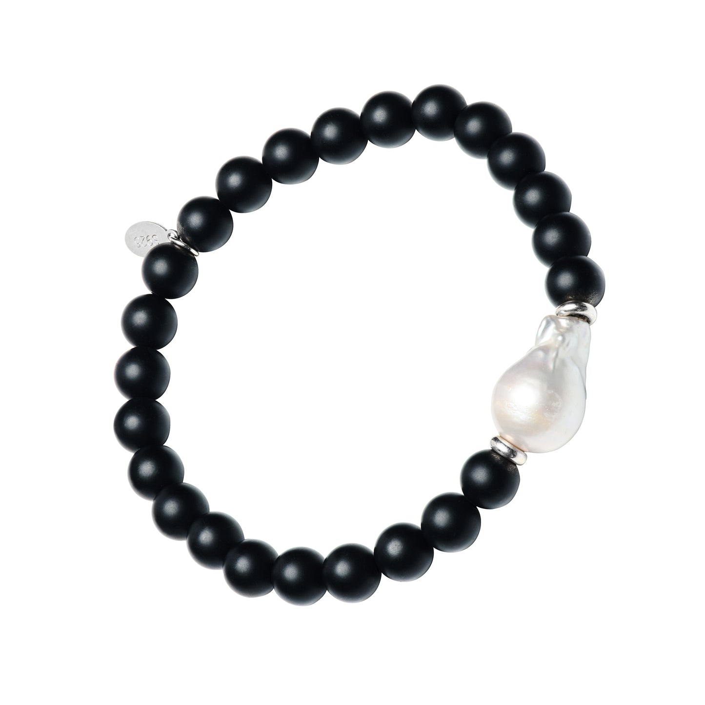 Onyx & Pearl Flex Bracelet