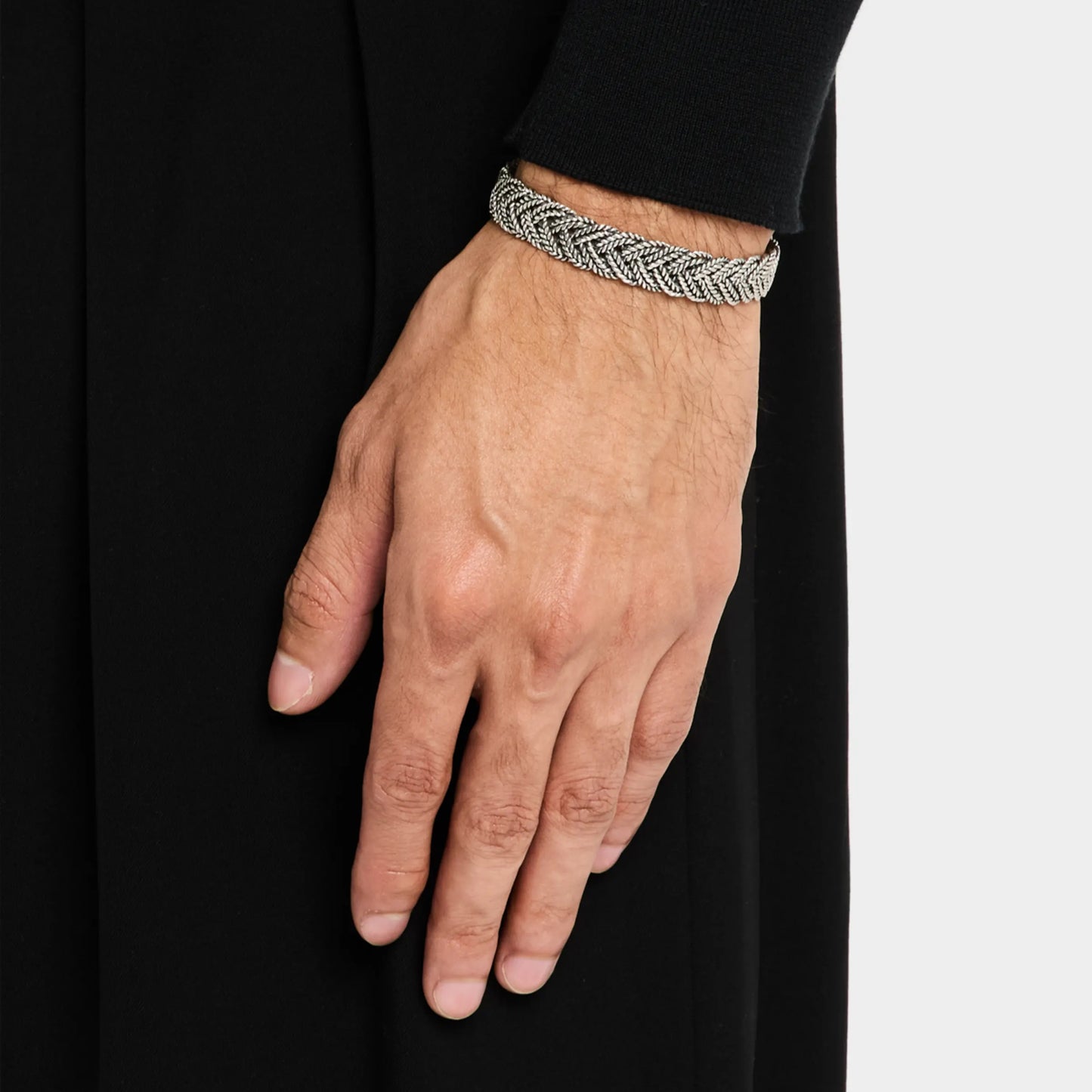 Wide Braided Sterling Cuff Bracelet