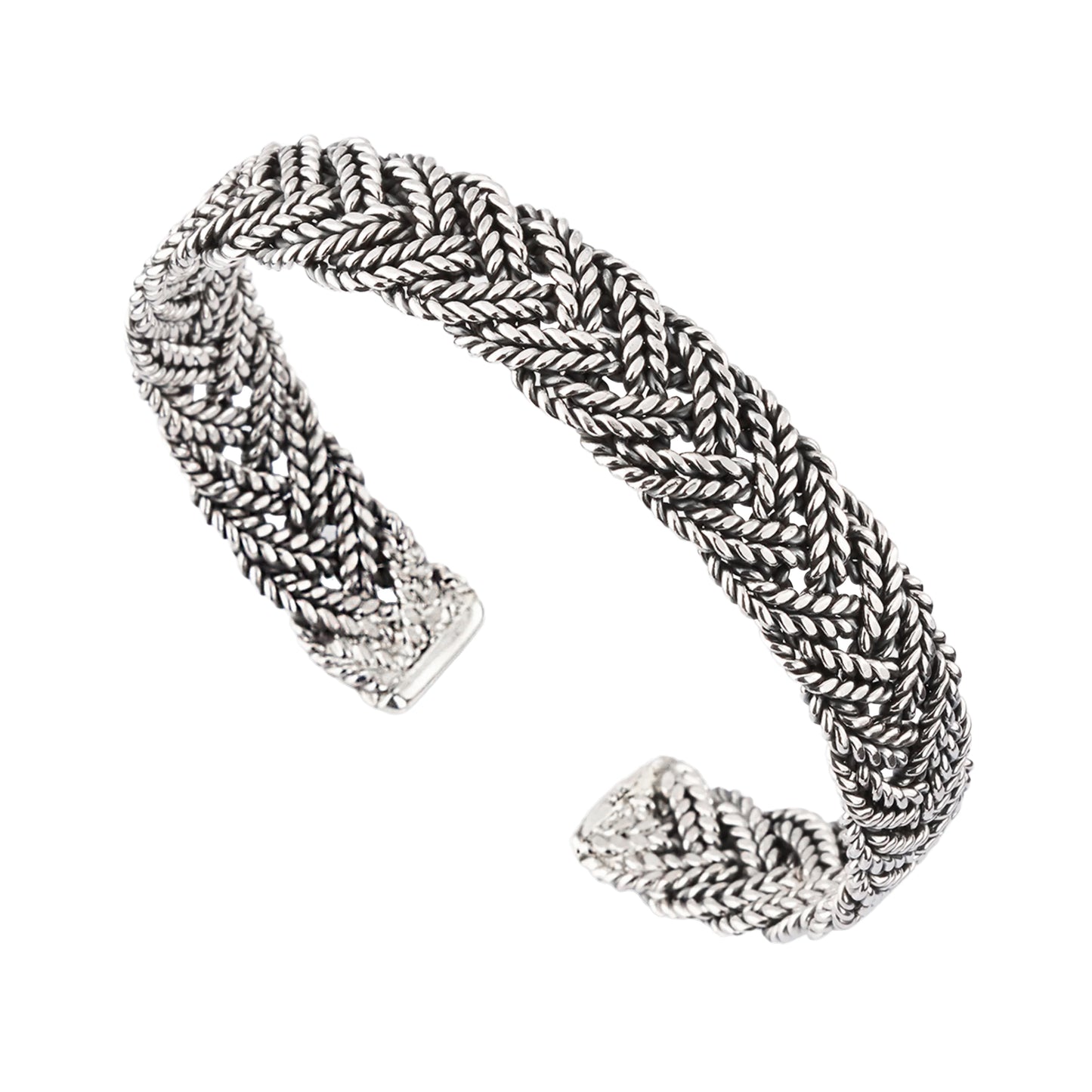 Wide Braided Sterling Cuff Bracelet