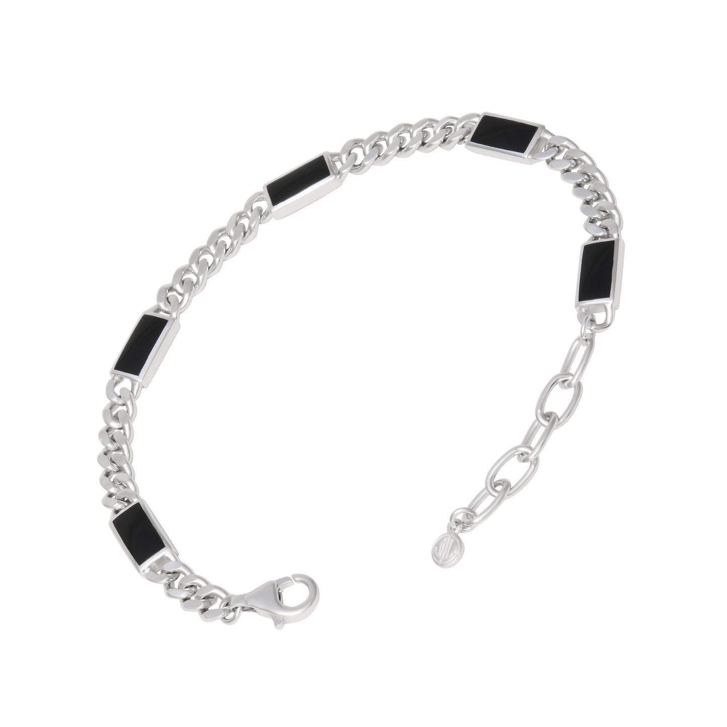 Gemstone Dash Curb Chain Sterling Bracelet