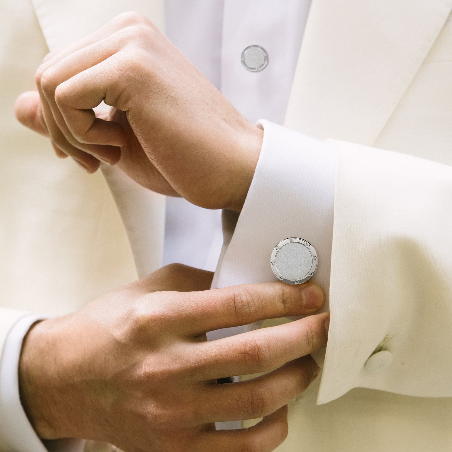 Matte with Shiny Etch Sterling Cufflinks & Tuxedo Studs