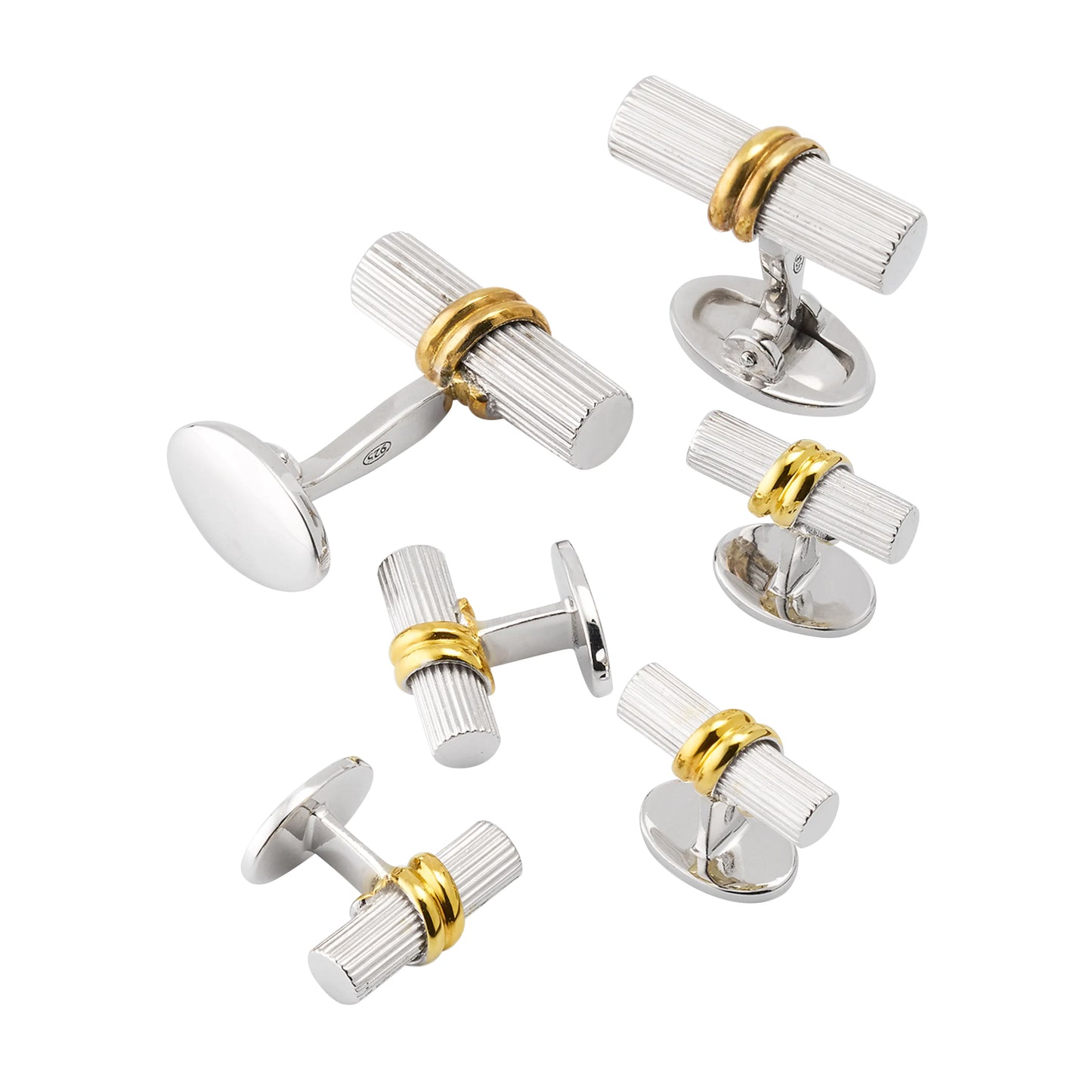 Roman Pillar Sterling Cufflinks and Studs 18K Gold Vermeil Set