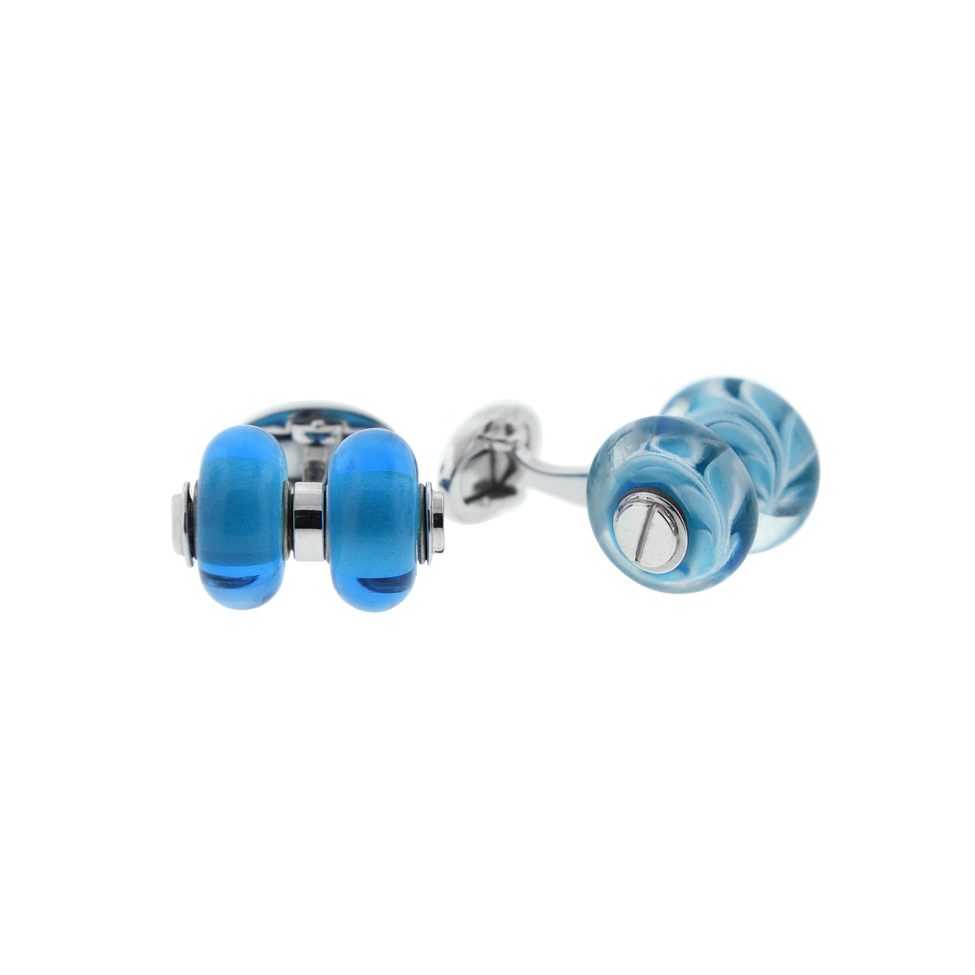 Double Post Create Your Own Murano Glass Bead Sterling Silver Cufflinks with Blue Murano Beads I Jan Leslie Cufflinks and Accessories.