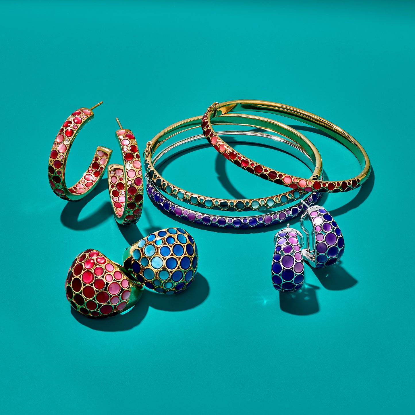 Bubble Gemstone Sterling Crescent Earrings