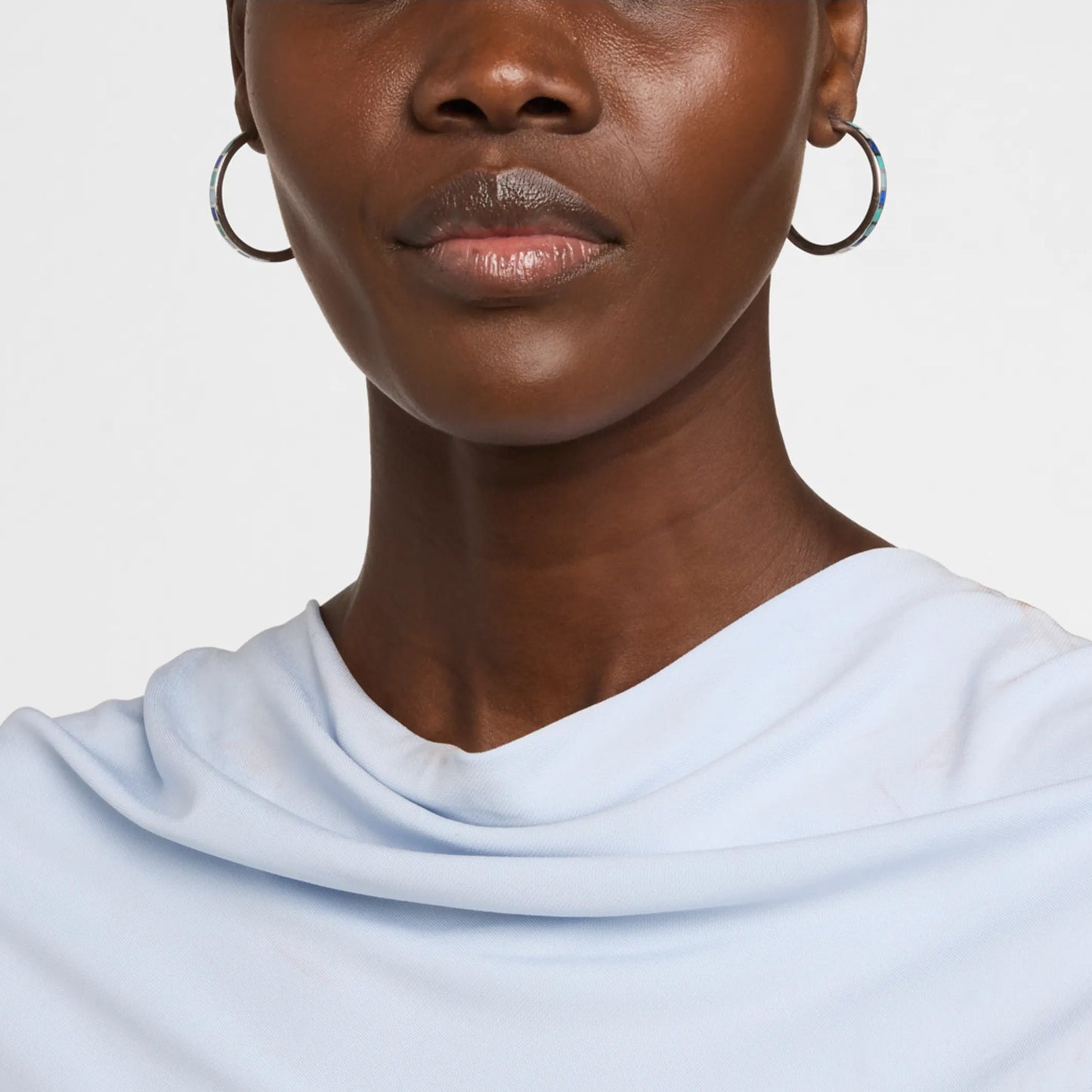 Dash Gemstone Tonal Blue Sterling Hoop Earrings