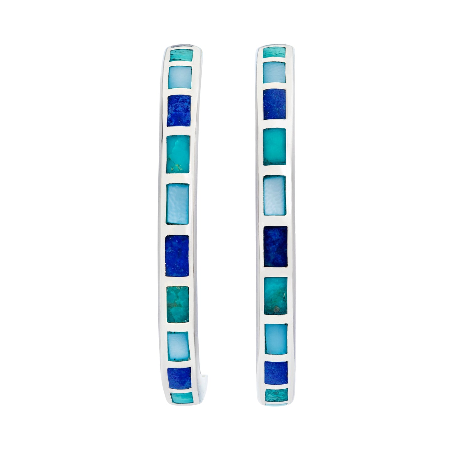 Dash Circle Tonal Blue Sterling Hoop Earrings