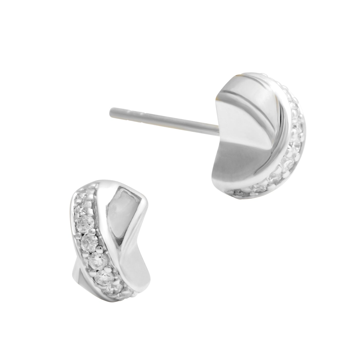 Mariselle Sterling Silver Crossover Stud Earrings