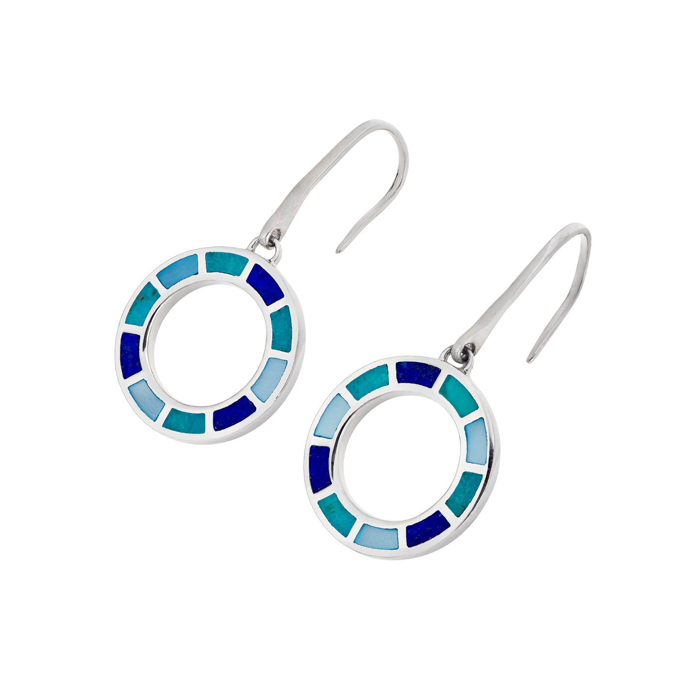 Dash Circle Gemstone Sterling Drop Earrings