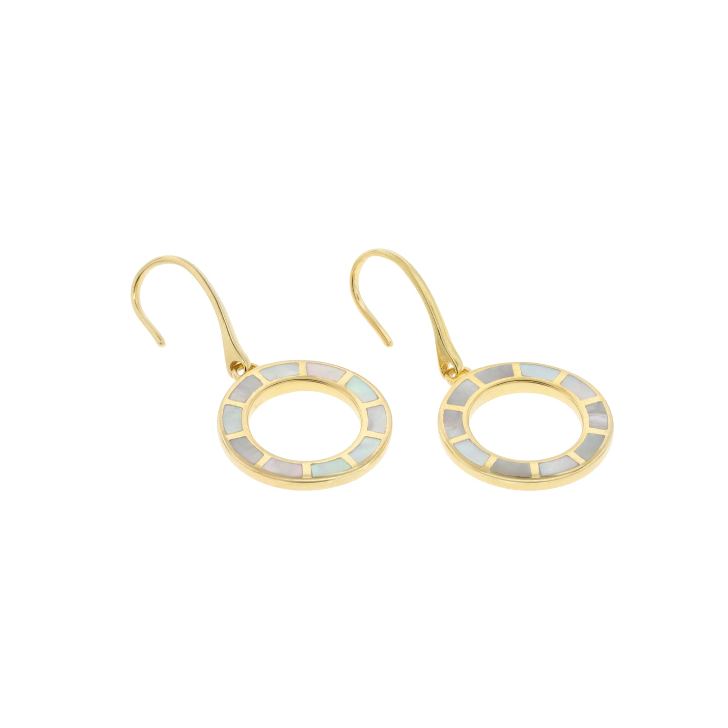 Dash Circle Gemstone Gold Vermeil Sterling Drop Earrings