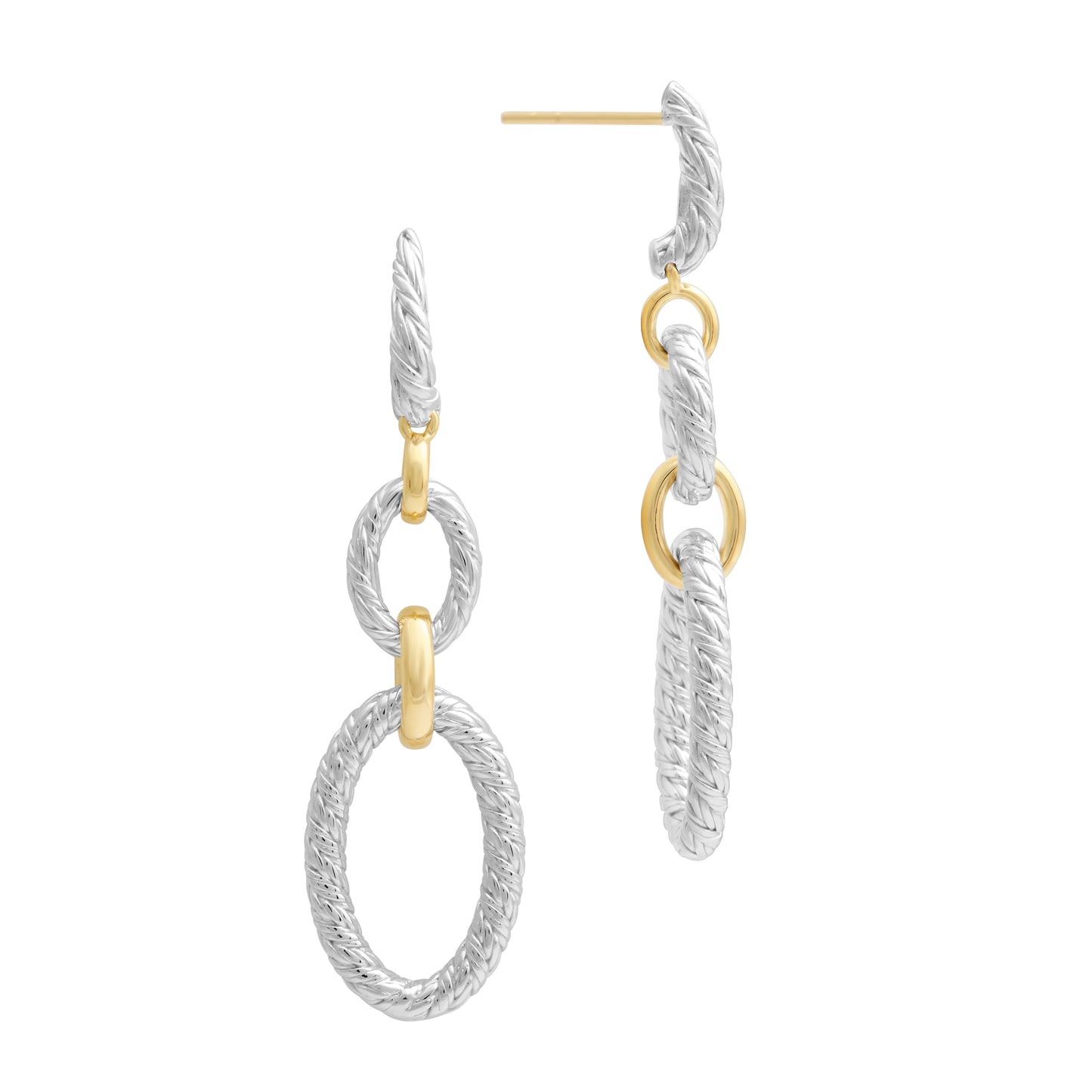 Mariselle Sterling Silver with 18k Gold Double Oval Earrings