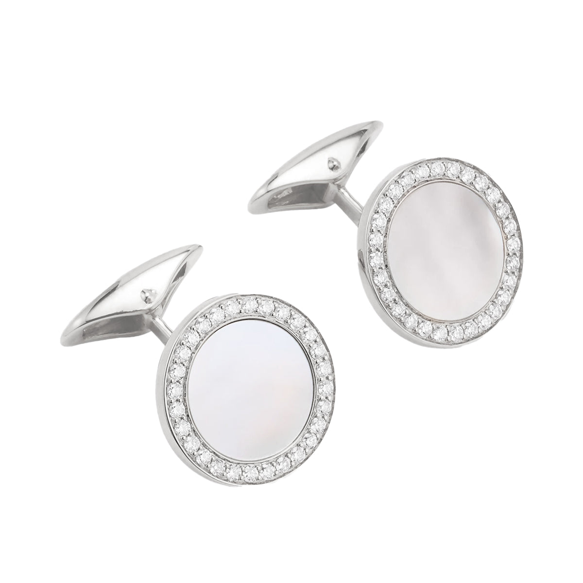 Mother of Pearl & Diamond 18k White Gold Cufflinks