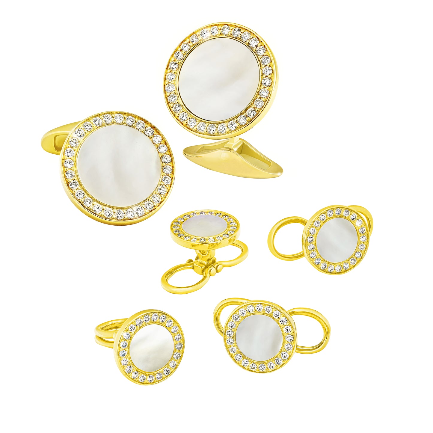 Mother of Pearl & Diamond 18K Gold Tuxedo Set