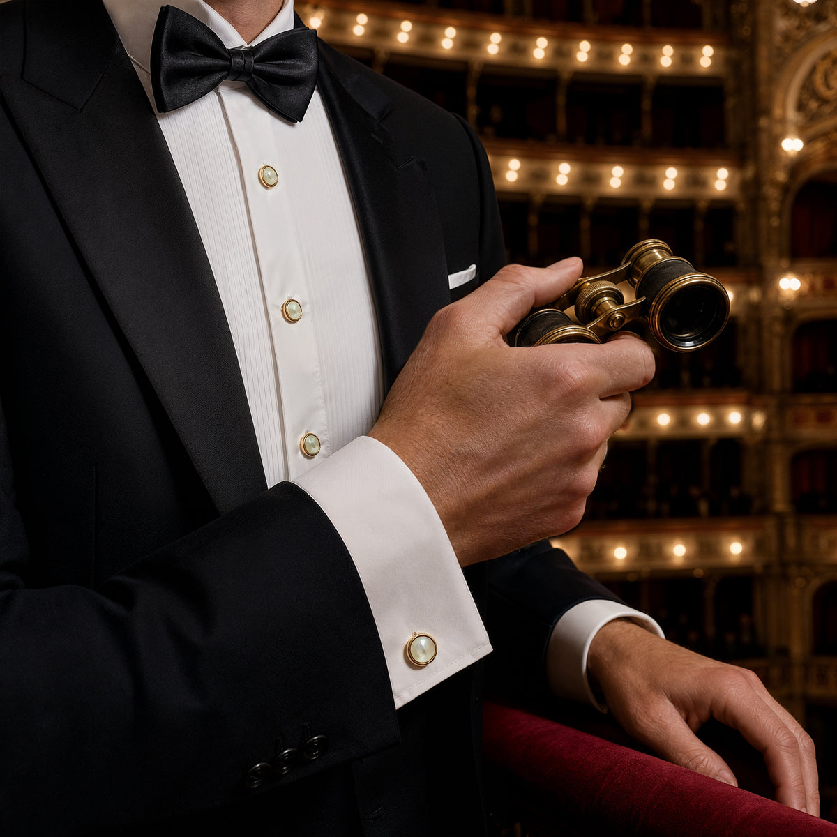 Pearl set in 18kt Gold Tuxedo Studs