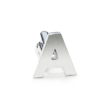 Personalized initial A sterling silver cufflink close-up with bullet back
