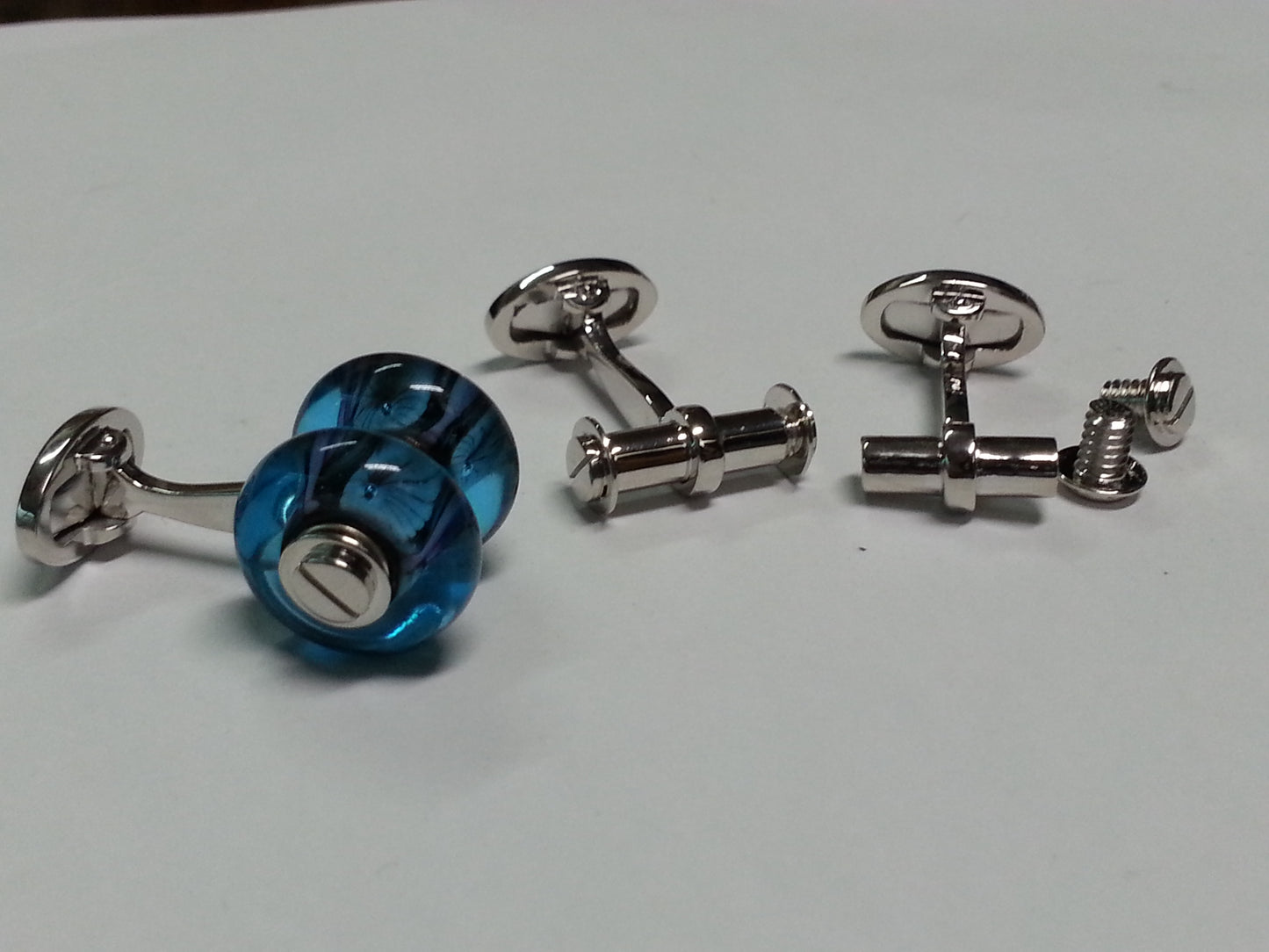 Murano Glass Bead Sterling Silver Cufflinks