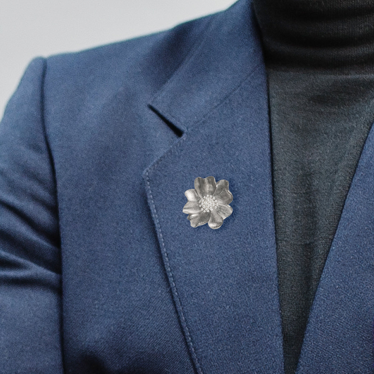 Sterling Flower Lapel Pin