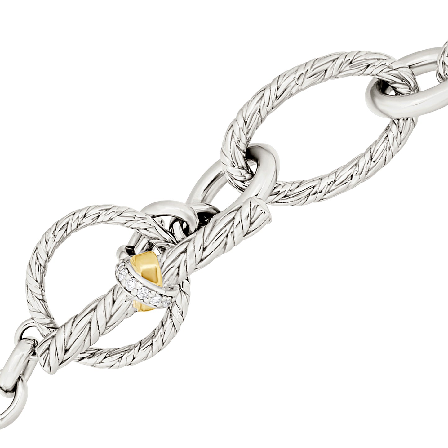 Foxtail Chain Sterling Silver with 18k Gold Necklace