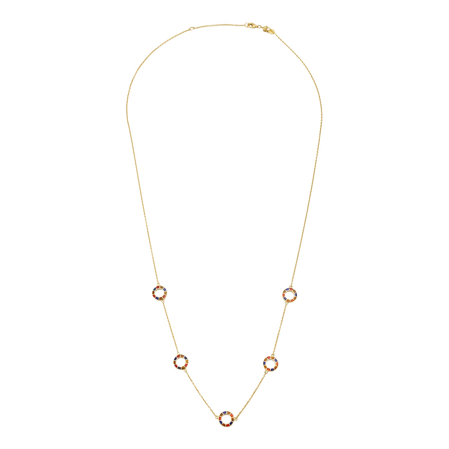 Dash Circle Five Station Gold Vermeil Sterling Necklace