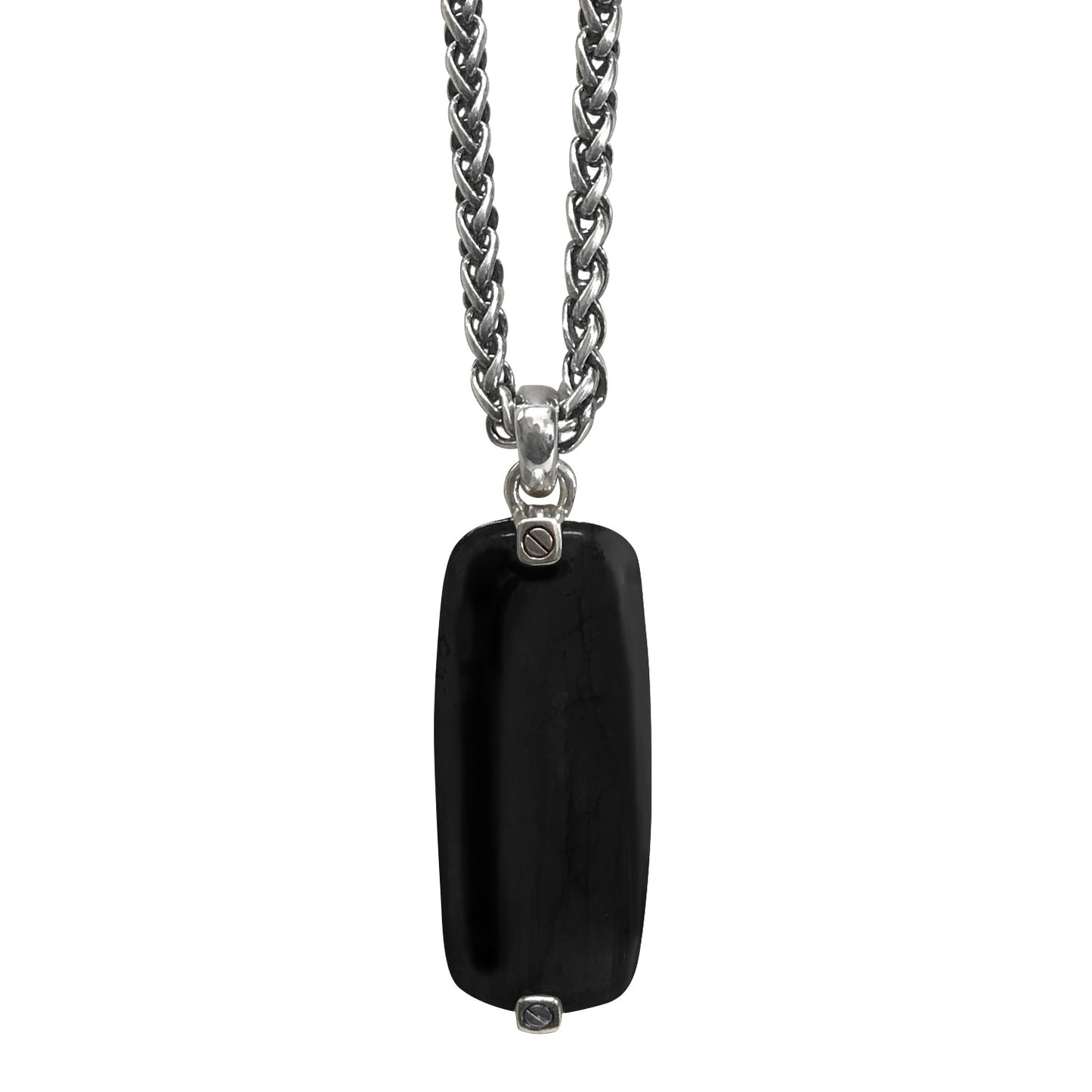 Onyx Gemstone Tag Sterling Silver Pendant Necklace I Jan Leslie Cufflinks and Accessories.