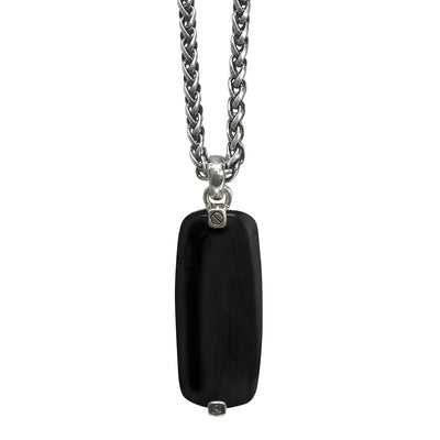 Onyx Gemstone Tag Sterling Silver Pendant Necklace I Jan Leslie Cufflinks and Accessories. 