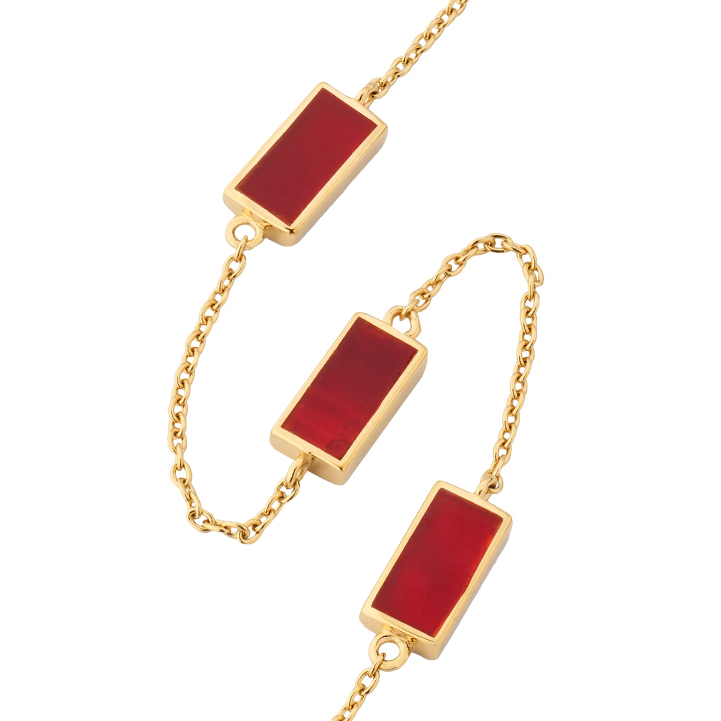 Dash Rectangle Gemstone Triple Station Gold Vermeil Sterling Necklace