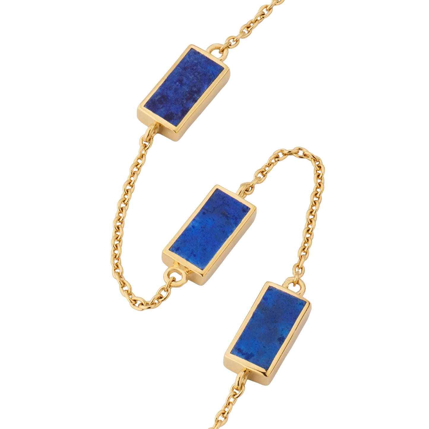 Dash Rectangle Gemstone Triple Station Gold Vermeil Sterling Necklace