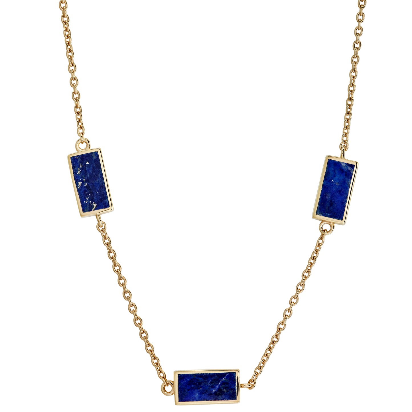 Dash Gemstone Triple Station Gold Vermeil Sterling Necklace