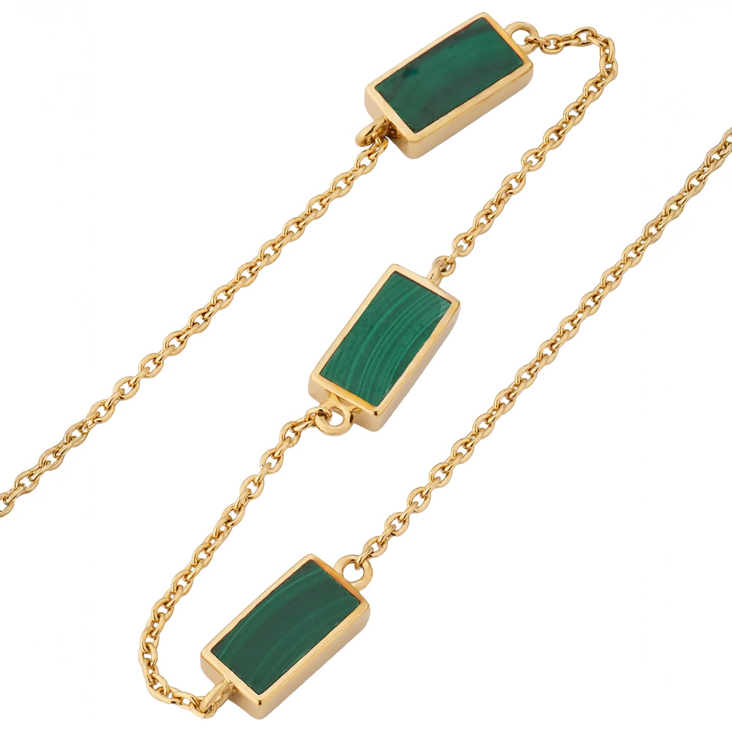 Dash Rectangle Gemstone Triple Station Gold Vermeil Sterling Necklace