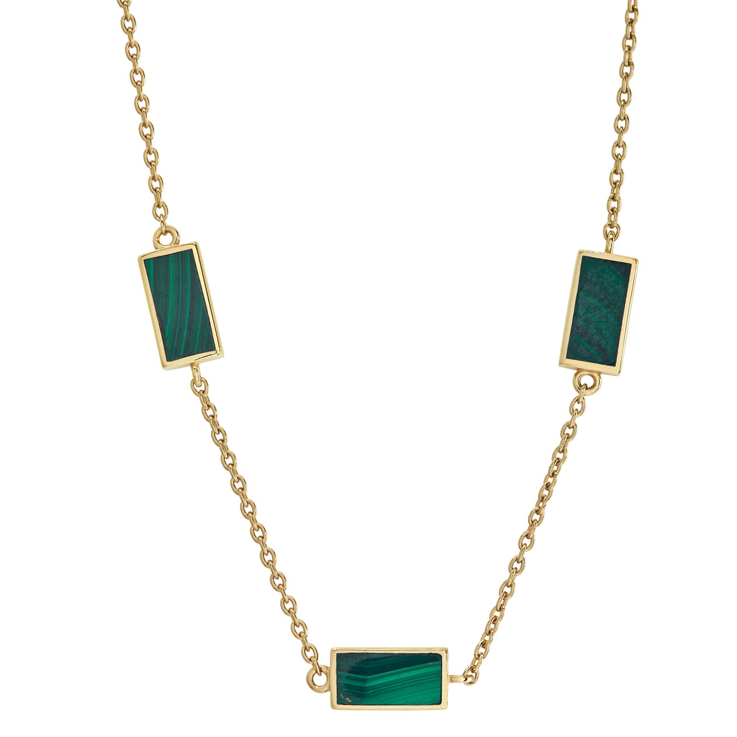 Dash Gemstone Triple Station Gold Vermeil Sterling Necklace