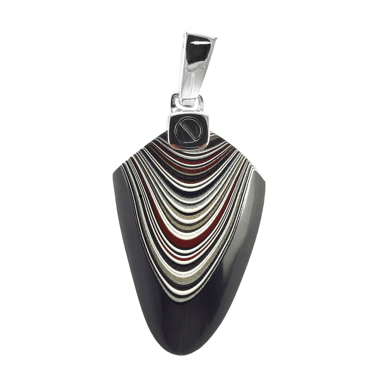 Corvette Fordite Sterling Silver Pendant Necklace in black and red fordite I Jan Leslie Cufflinks and Accessories.