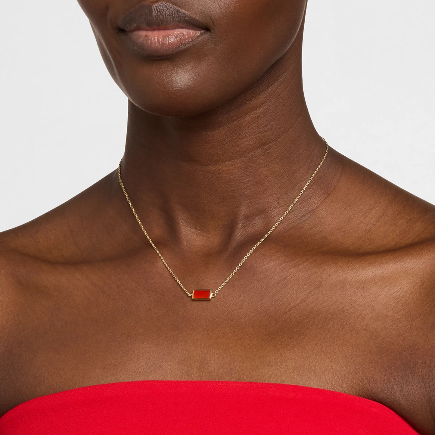 Dash Rectangle Gemstone Gold Vermeil Sterling Necklace