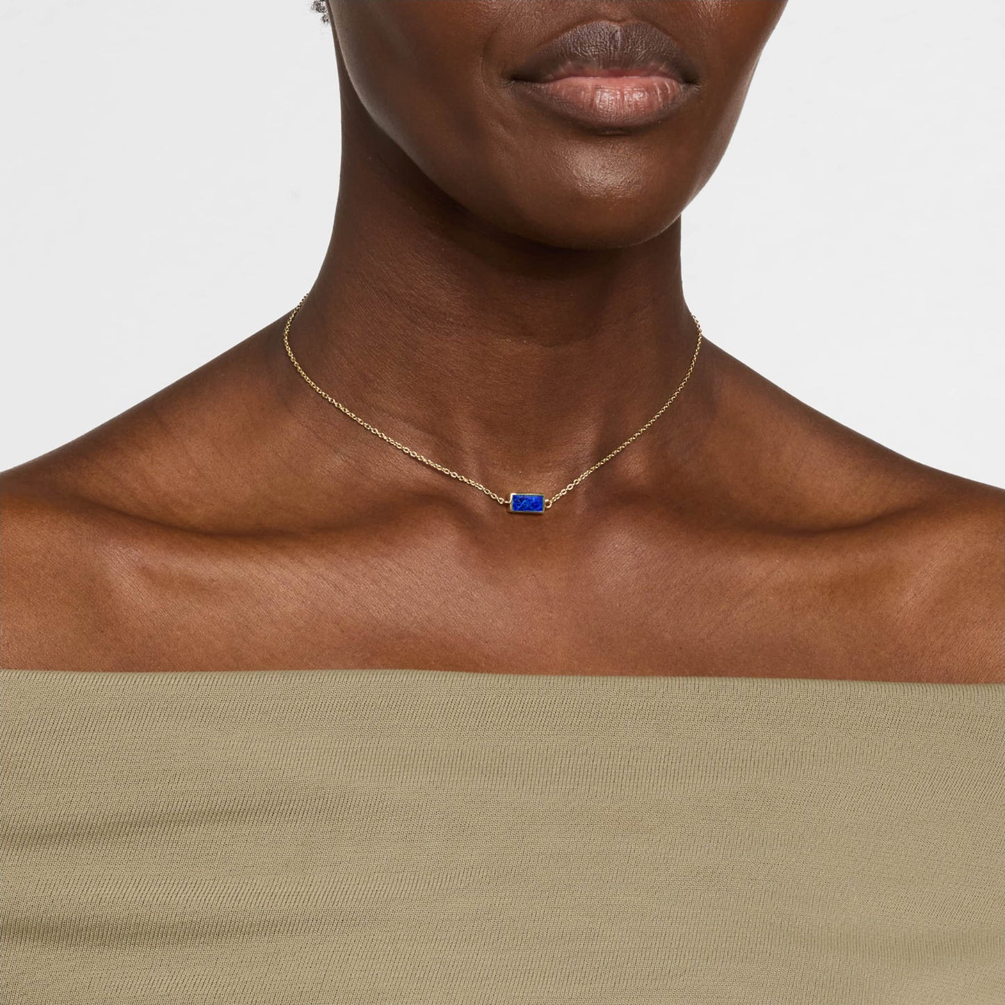 Dash Rectangle Gemstone Gold Vermeil Sterling Necklace