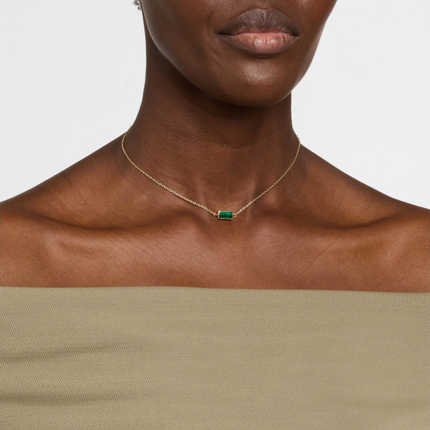 Dash Rectangle Gemstone Gold Vermeil Sterling Necklace
