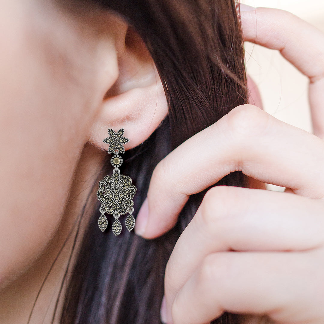 Stardust Pavé Medium Octopus Chandelier Sterling Silver Earrings