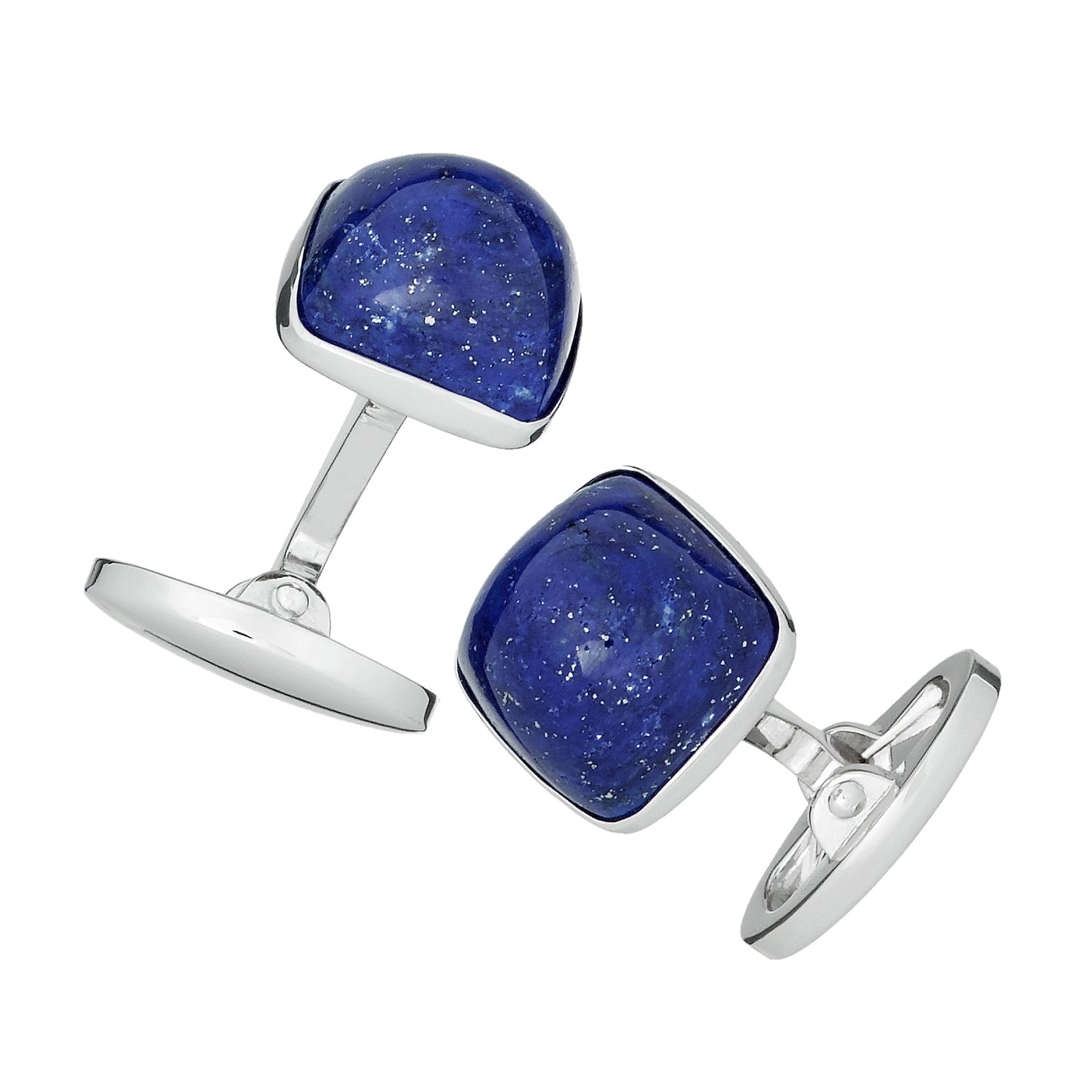 Domed Soft Square Blue Gemstone Sterling Cufflinks