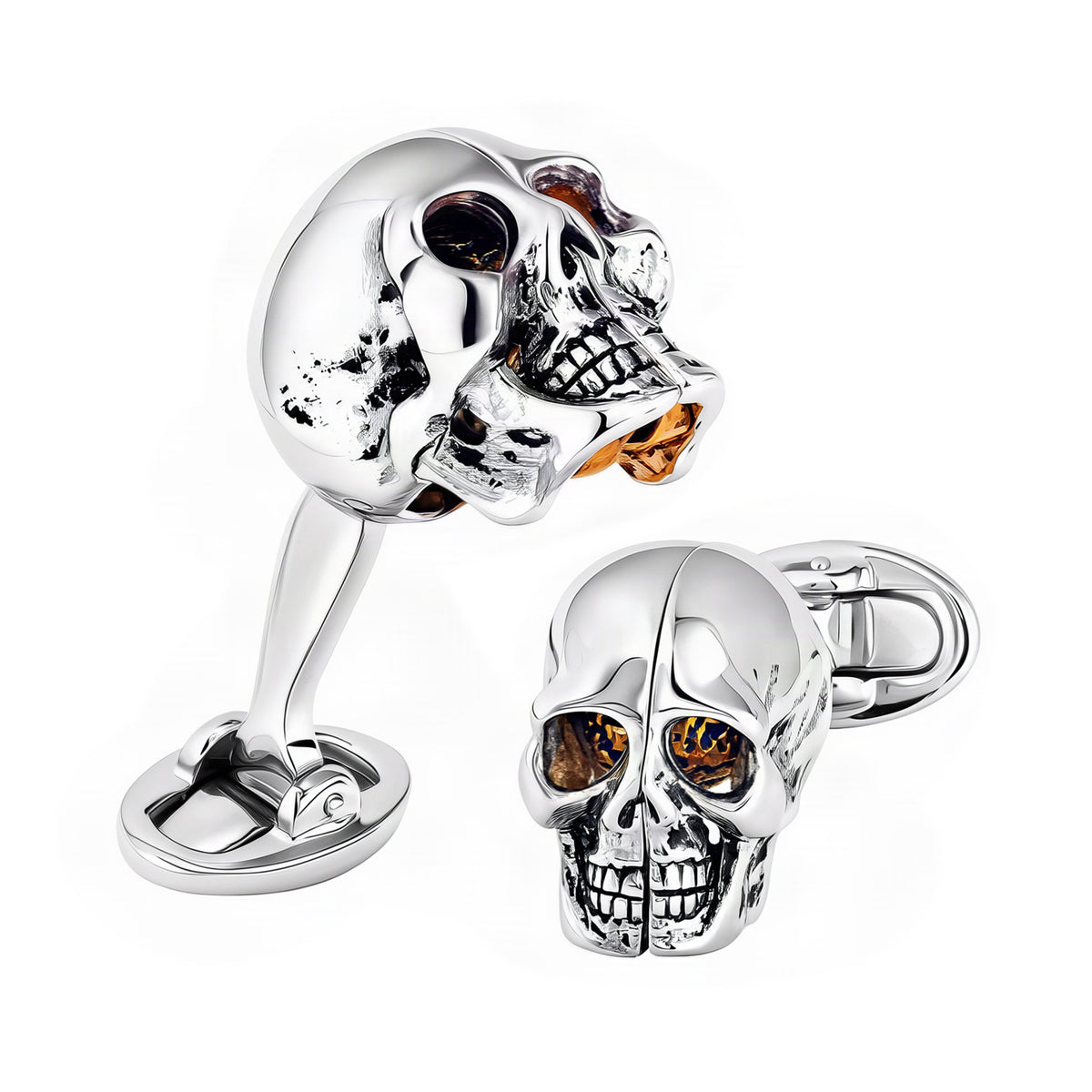 Split-Skull Reveal Sterling Cufflinks