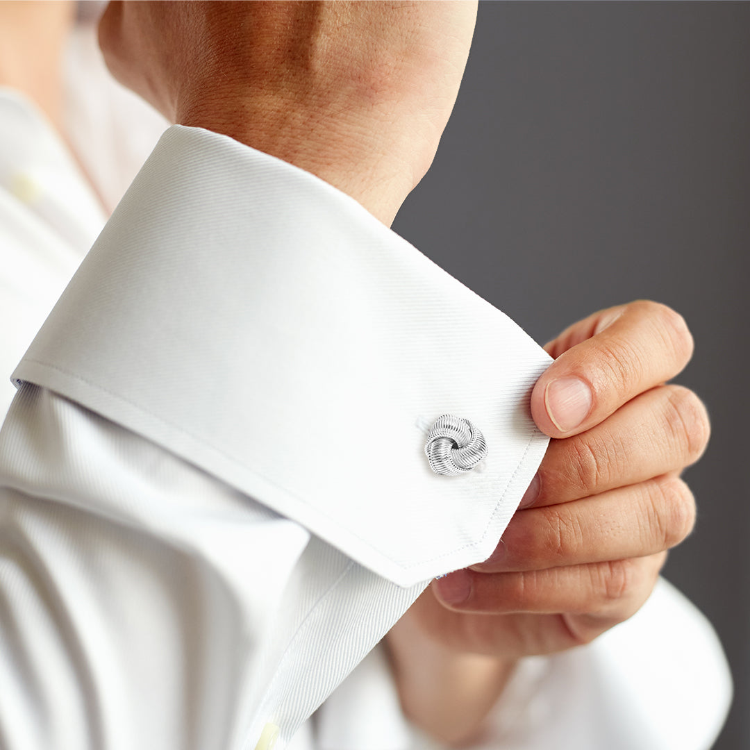 Sterling Texture Knot Cufflinks 3 sides