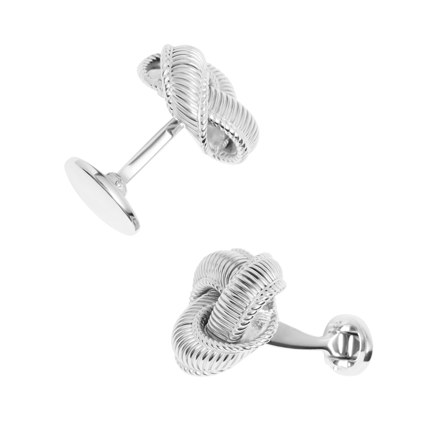 Sterling Texture Knot Cufflinks 3 sides
