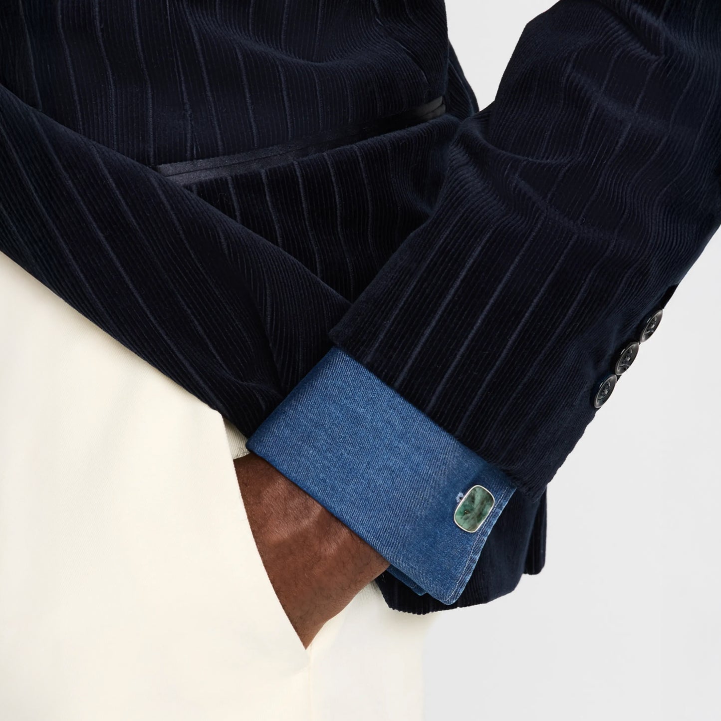 Faceted Emerald Sterling Cufflinks